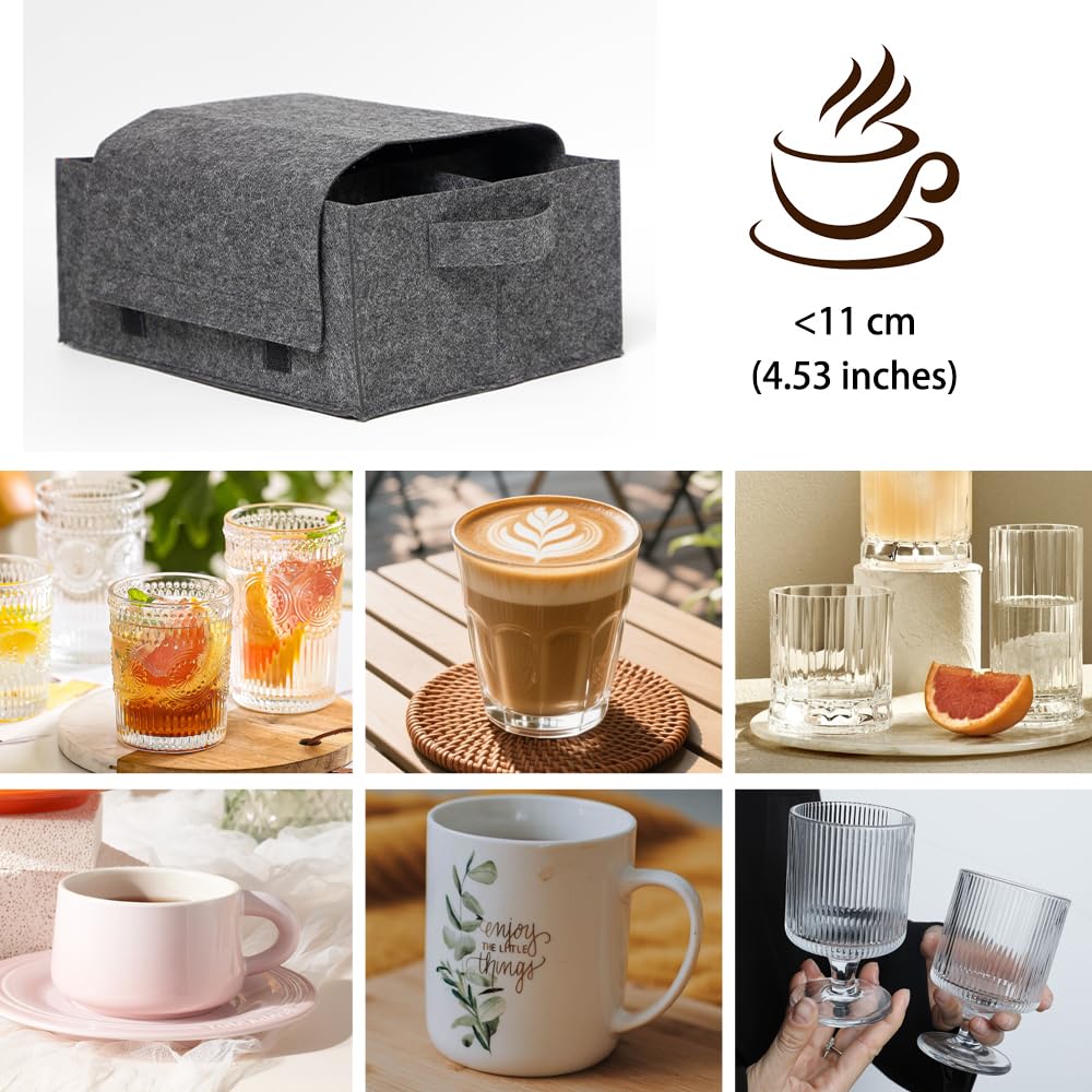 Soporte para platos y cuencos de caravana, 3 unidades, soporte de fieltro para caravana con asa, almacenamiento de tazas, fieltro para platos y tazas, organizador de fieltro para vajilla de