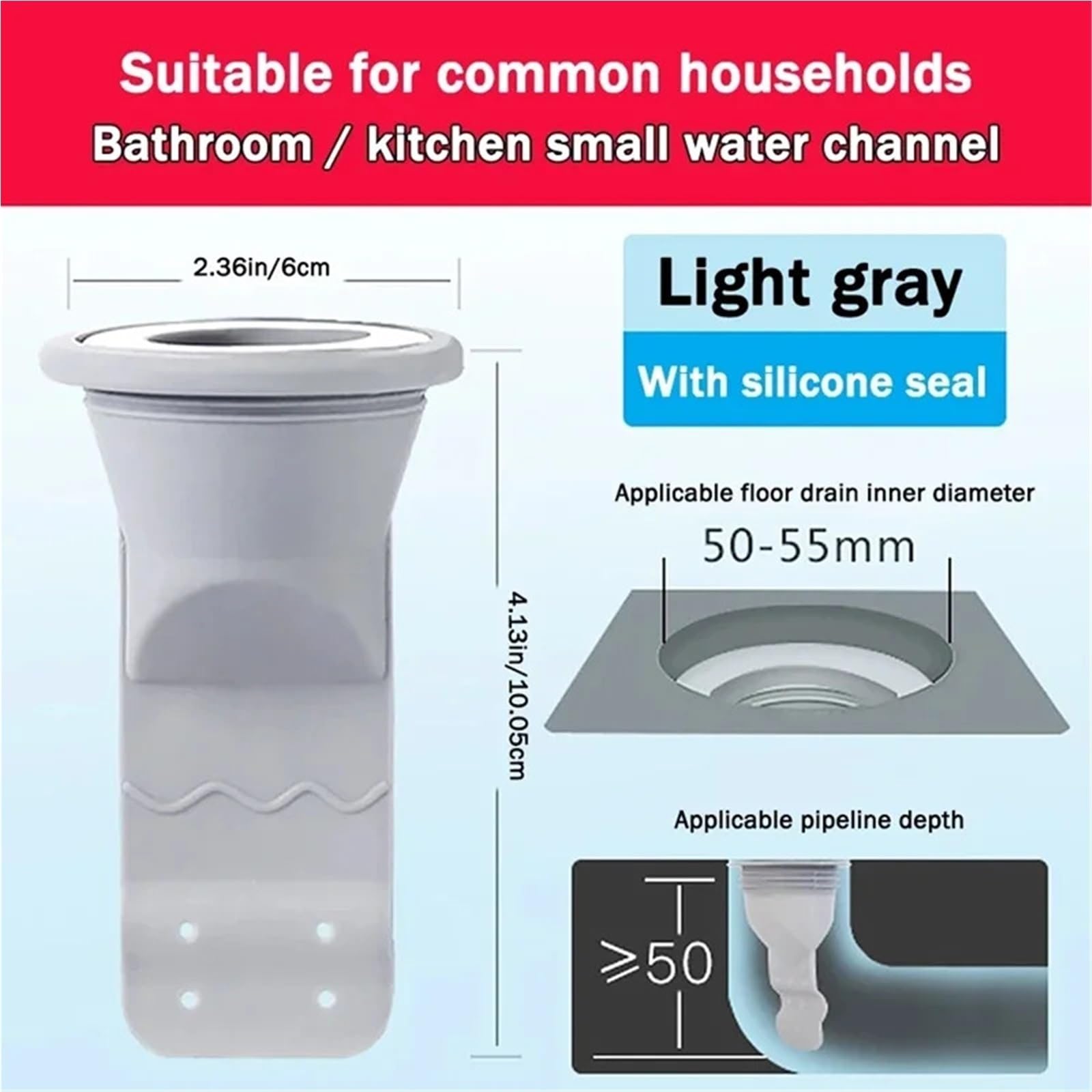 NúCleo De DesagüE de Suelo para Ducha Filtro Central Desodorante for Drenaje de alcantarillado Silicona(Dark Gray)