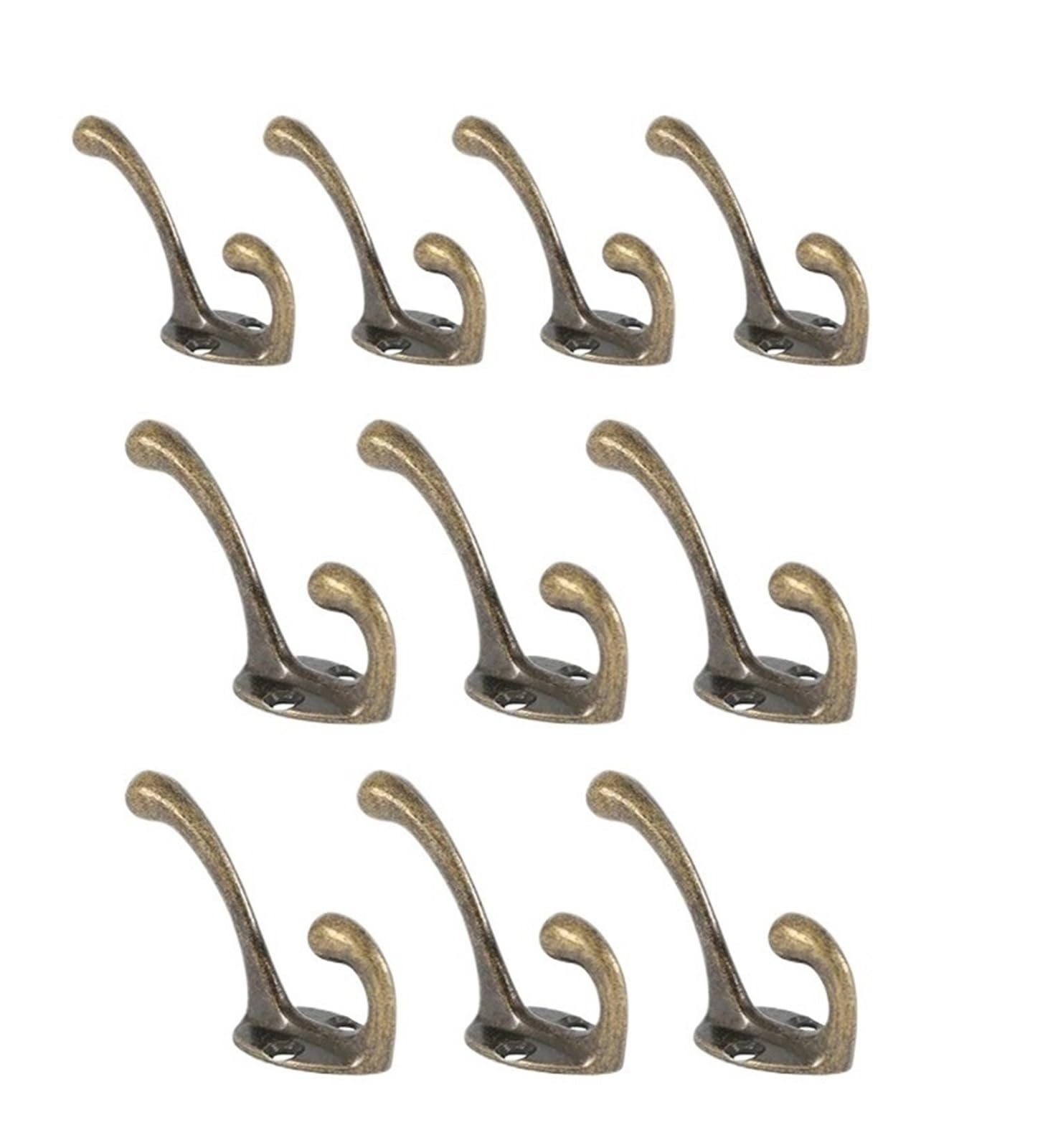 Ganci Appendiabiti 10/20 ganci appendiabiti da parete resistenti, doppi, in bronzo, vintage, con viti, for porta, bagno per bagno o cucina(20PCS)