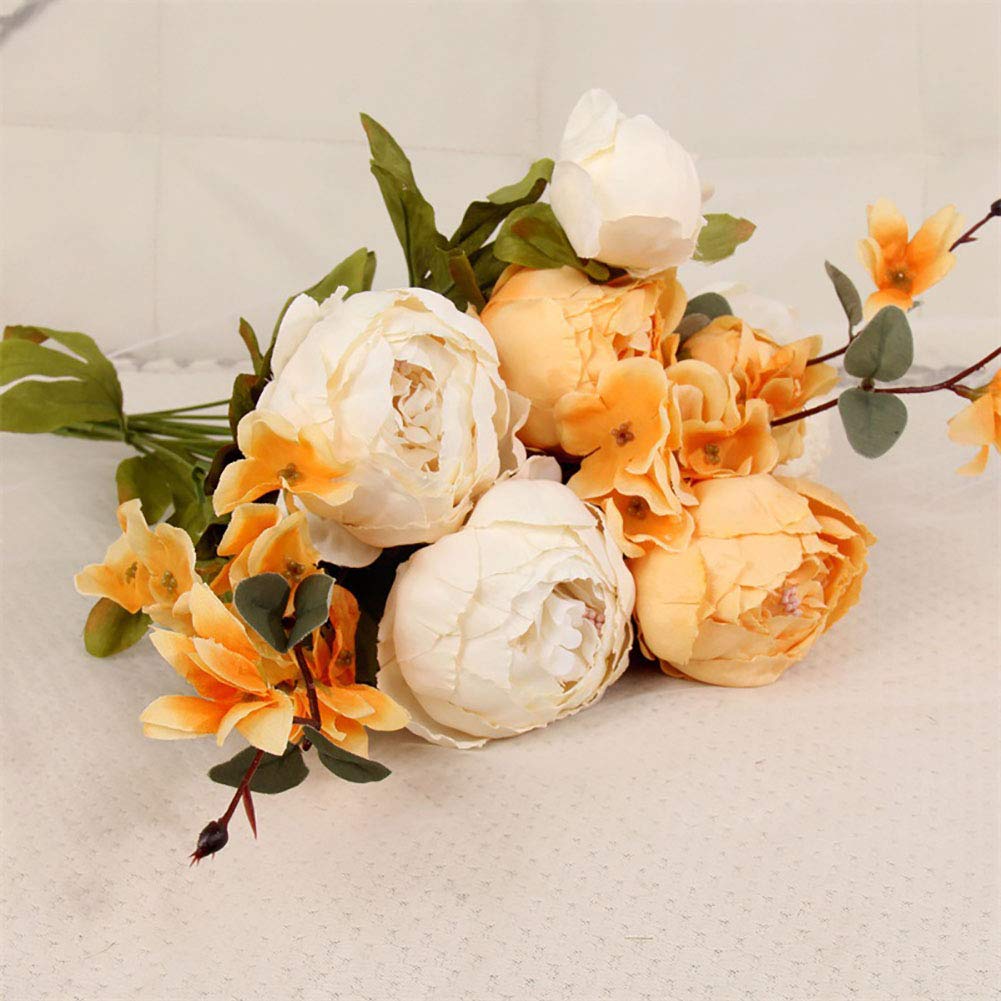 ToBe-U Fake Flowers Vintage Artificial Peony Silk Flowers Bouquet Wedding Home Decoration,13 Stems