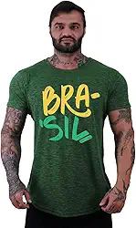 Camiseta Masculina LongLine MXD Conceito Slim Brasil Número 10 Bandeira