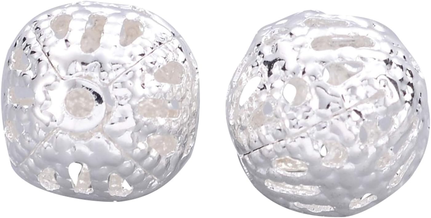 Craftdady 100Pcs Hollow Rondelle European Beads Large Hole Platinum Filigree Round Loose Spacer Beads 11x9.5mm for Leather Bracelet Necklace Jewelry Craft Making