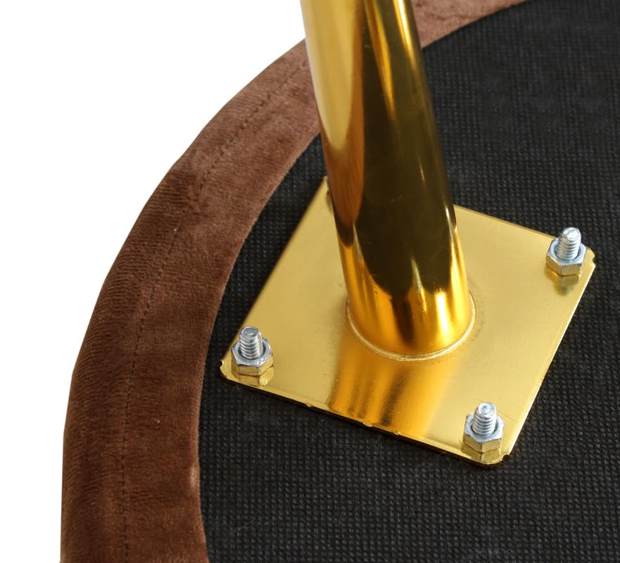 Image of Ottoman for Living Room, Velvet Round Foot Rest Stool, Metal Legs Chair for Sitting, Puffy for Bedroom & Makeup Room Decor | Chair (18 inchx18 inchx32 inch), Puffy (16 inchx16 inchx17 inch) | (Combo-Mouse)