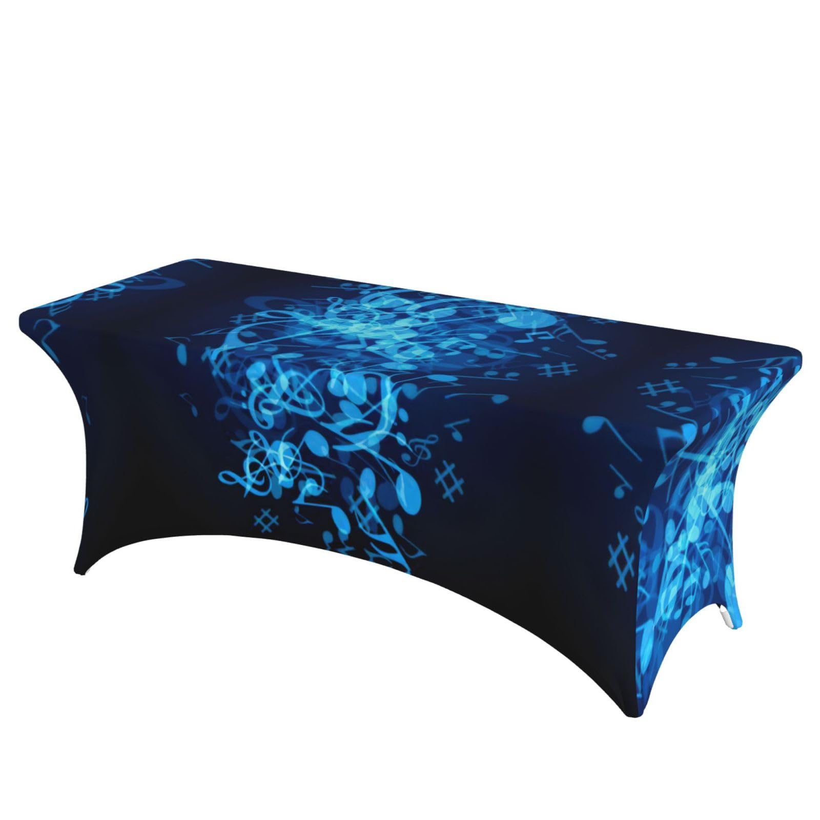 Nappe extensible notes de musique bleues pour banquet et mariage