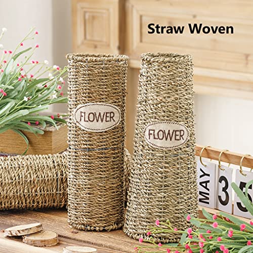 Losaym Artificial Flowers For Decoration 10 Gypsophila Artificial Flowers In Flower Basket Faux Fake Gypsophila Flower Arrangement With Straw Woven Potted For Home Wedding Artificial Flowers Plants #TOP3