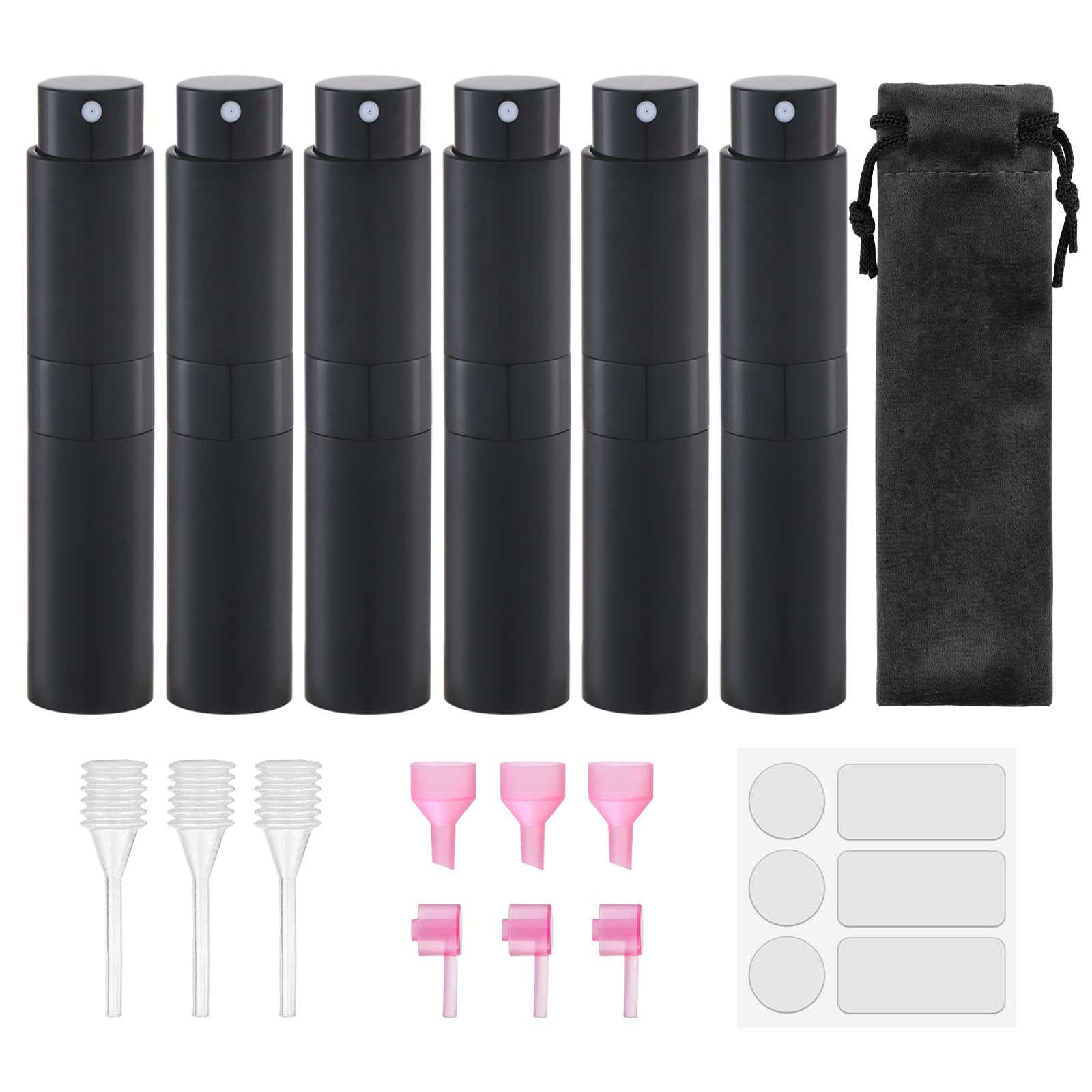 Lulupack Black 10Ml Portable Refillable Perfume Atomizer, Travel Sprayer, Water Cologne Dispenser, Spray Bottle (6Pcs, Multicolor-4)