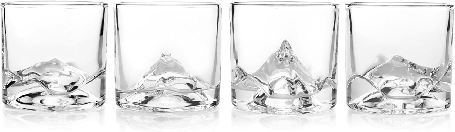 LIITON The Peaks Heavy Crystal Whiskey Glasses Gift Set of 4, Thick Freezable Bourbon Glass 1lb Each, Premium Whiskey Gifts for Men, Frozen Crystal Chills Cocktails, 10 oz - Image 7