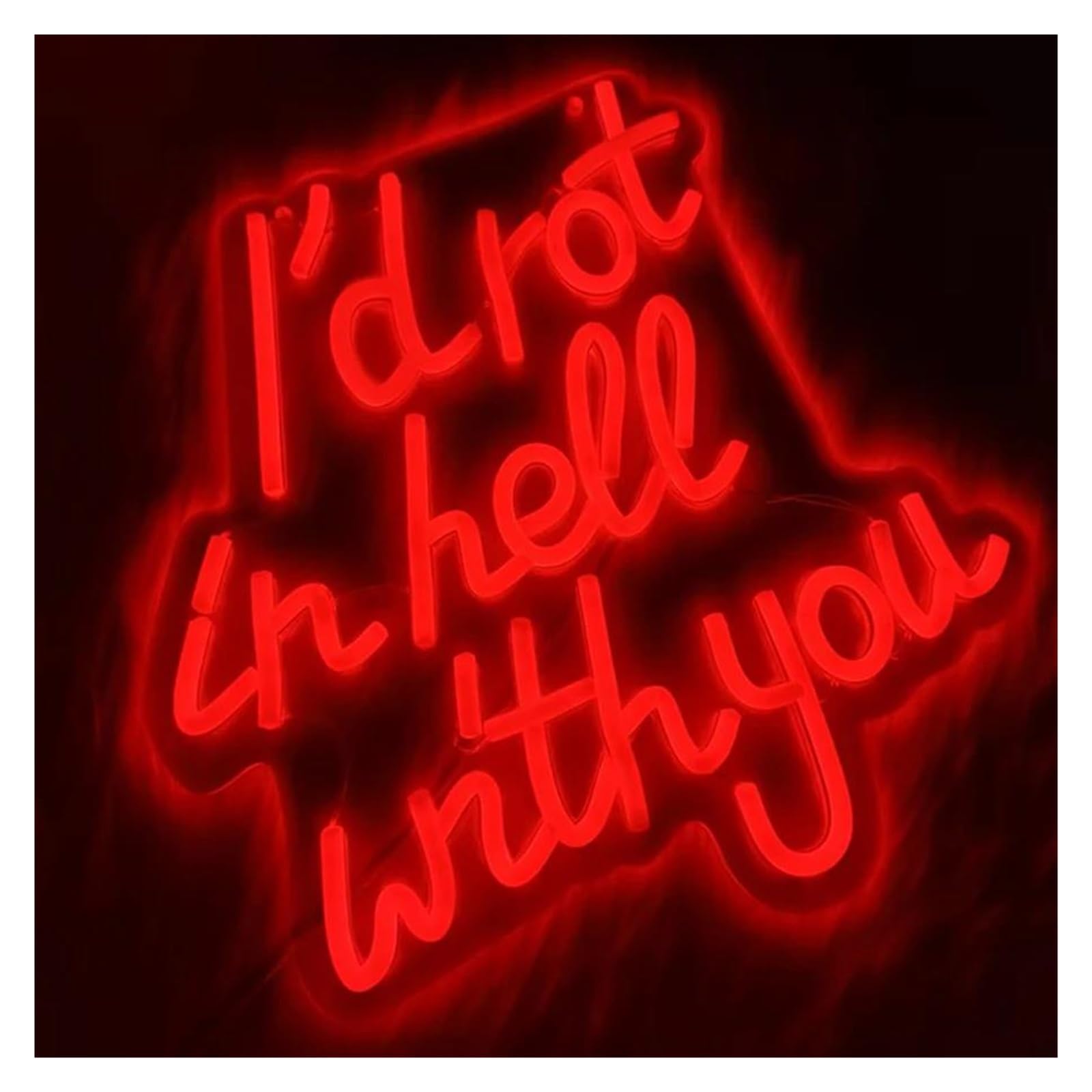 néon signe Enseigne Lumineuse I'D Rot In Hell With You Intensité Variable Alimentée Par USB Pour Fête, Maison, Bar, Club, Chambre Décoration Murale 31cmx31.5cm