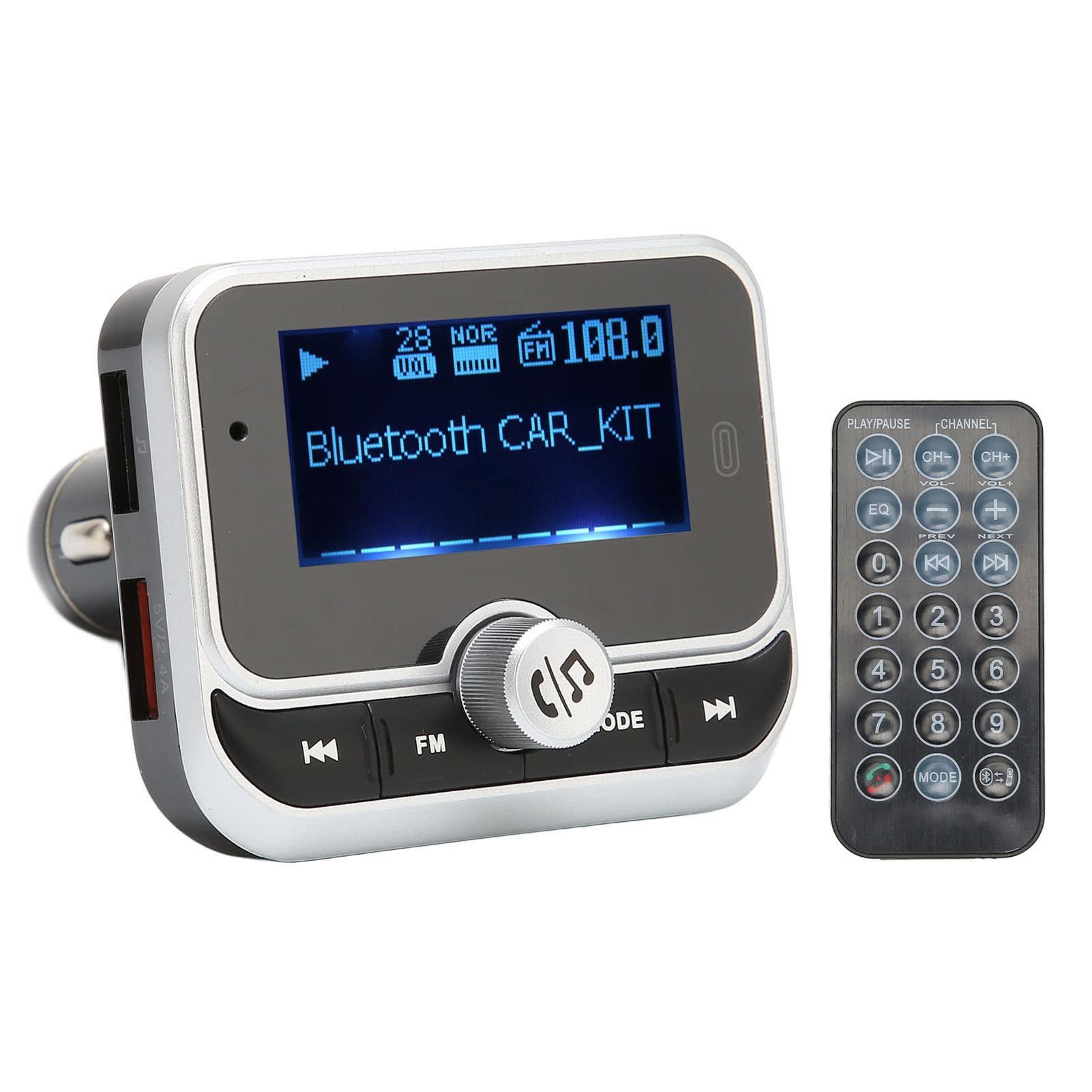 Bewinner Transmetteur FM Bluetooth pour Voiture, Adaptateur Radio FM Bluetooth sans Fil avec écran 1,8 Pouces, Chargeur de Voiture 2 Ports USB, Kit de Lecteur de Musique pour Voiture