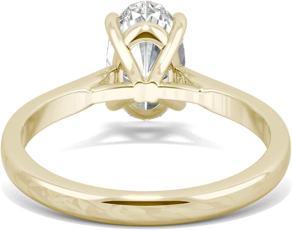 Charles & Colvard 14K Yellow Gold Moissanite 10x6mm Elongated Oval Engagement Ring, 2.30ct DEW