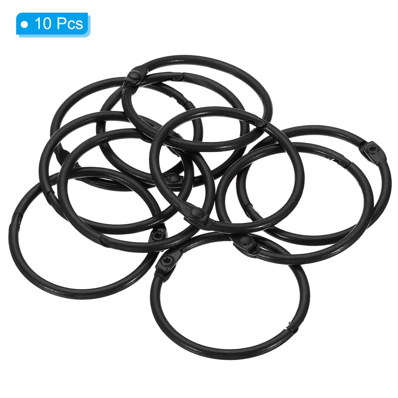 PATIKIL 1.8" OD 1.5" ID Loose Leaf Rings, 10 Pack Binder Ring Book Rings Steel for Paper DIY Scrapbook Notebook Photo Album Black - Image 3