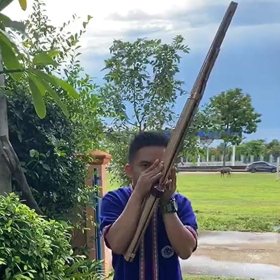 Professional Thai Khaen Bamboo Instrument Double Silver Reed Isan Mouth Organ Traditional Lao Khen Flute Musical Folk Harmonica Kan 8 Key Am
