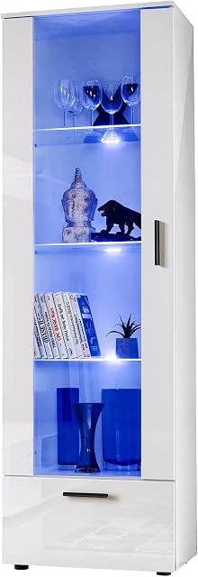 Tall Display Cabinet Modern Design Front Transparent Glass (T40-192cm / WWW)