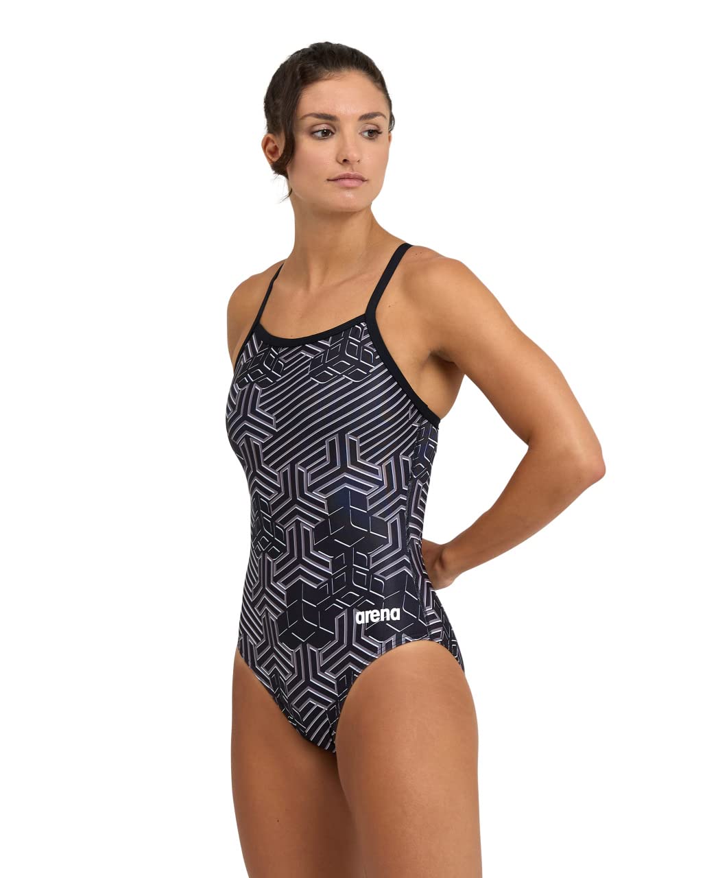 Arena Girls Black/Black Multi 'S Kikko One Piece Swimsuit, 12 Years