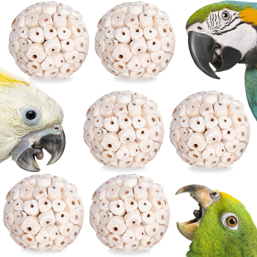 6 Pack Bird Toy Sola Balls, Natural Parrot Soft Chew Shredding & Foraging Toy, Bird Foot Balls for Cockatiel Conure Quaker Budgie Parakeet Bunny Guinea Pig Chinchilla Rabbit