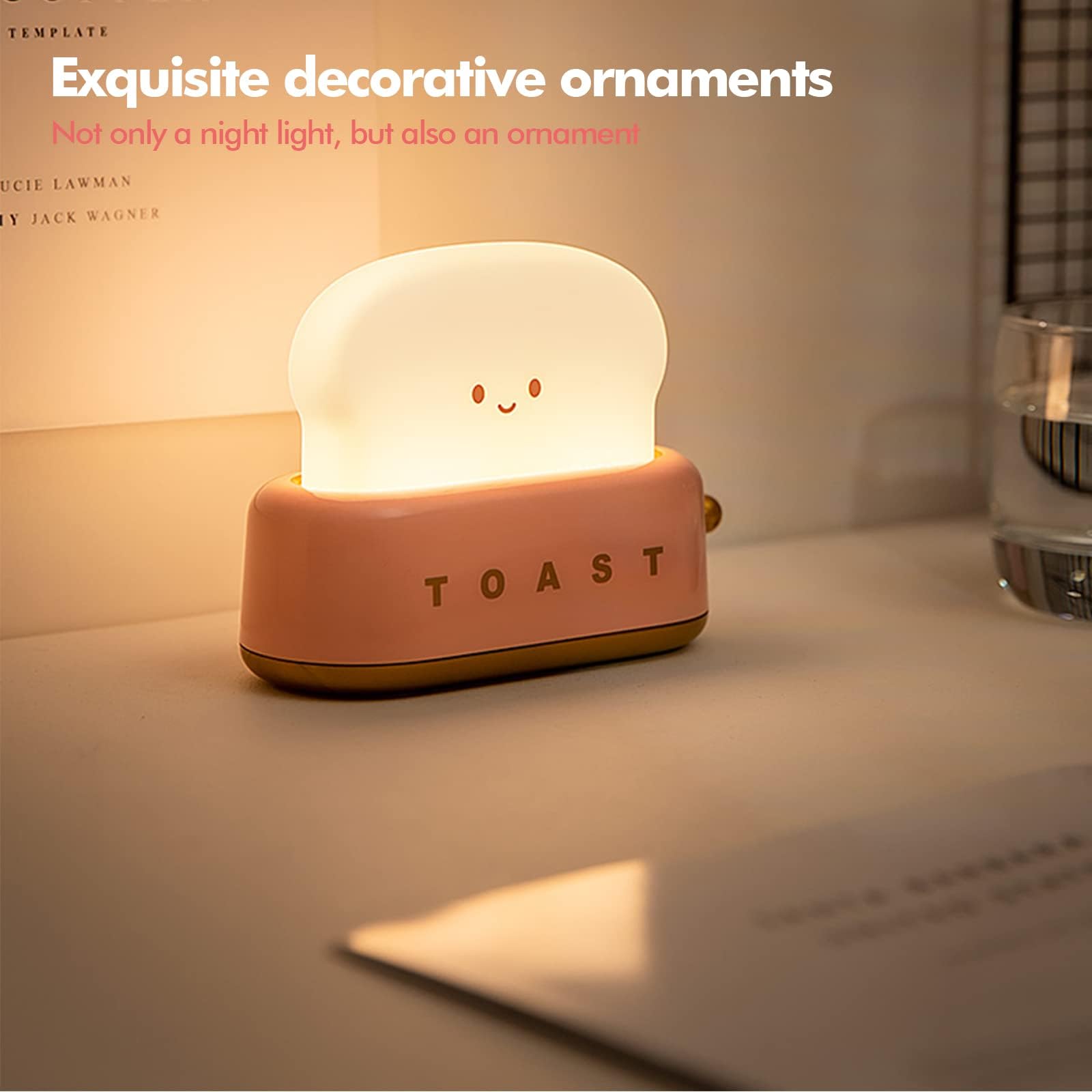 QANYI Lámpara De Mesa Pequeña, Bonita Luz LED De Pan Tostado Para Dormitorio Y Mesita De Noche Con Temporizador Y Recargable, Regalo De Cumpleaños Genial Para Bebés, Niños, Niñas Y Niños