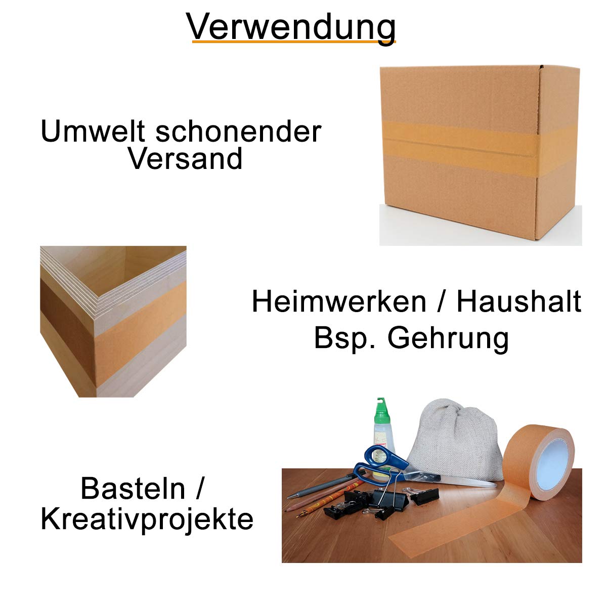 verpacking 100 Faltkartons 350x250x100mm braun | variable Höhe bei 50mm | KK S 1 wellig für DHL Päckchen S mit 6 Rollen Papierklebeband rechteckiger Versandkarton für kleine Waren kleine Kartons