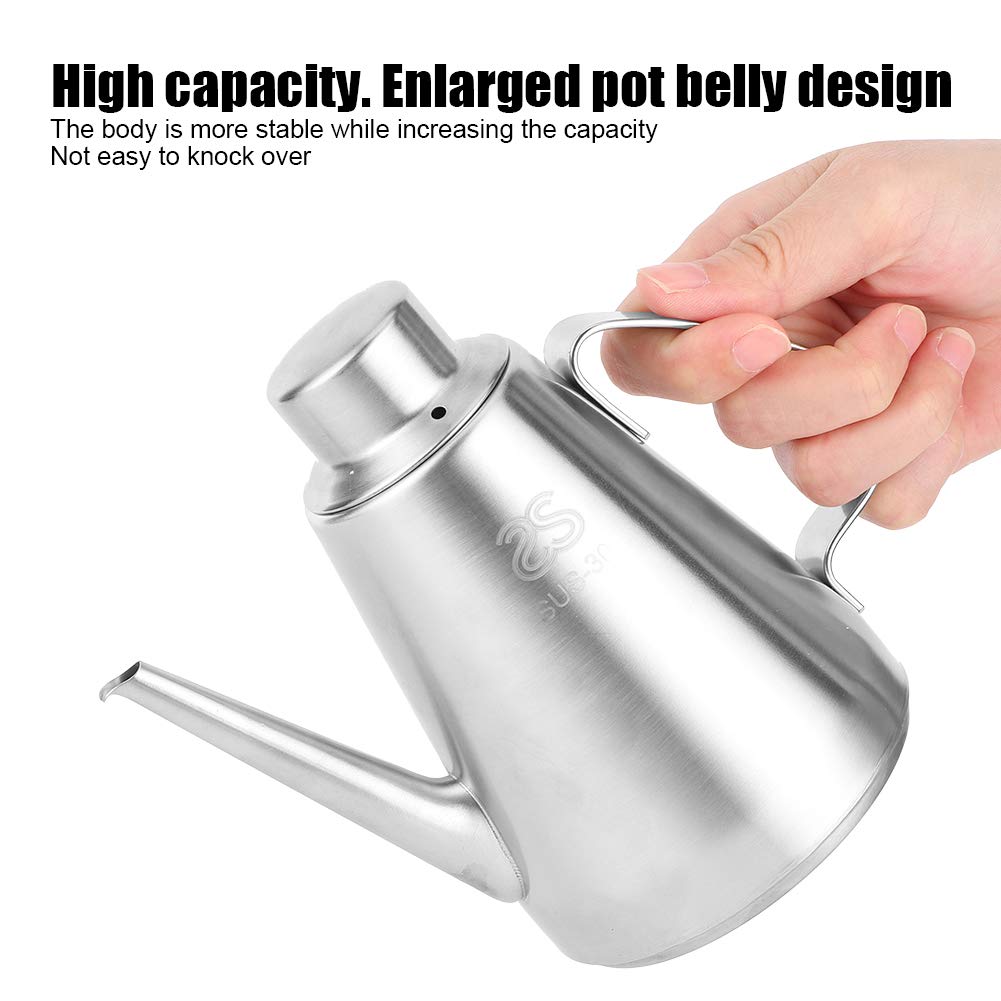 Stainless Steel Oil Bottle, Stainless Steel Household Kitchen Olive Oil Dispenser Bottle for Oil/Vinegar/Soy Sauce(18 oz (About 460ML)) - Image 3