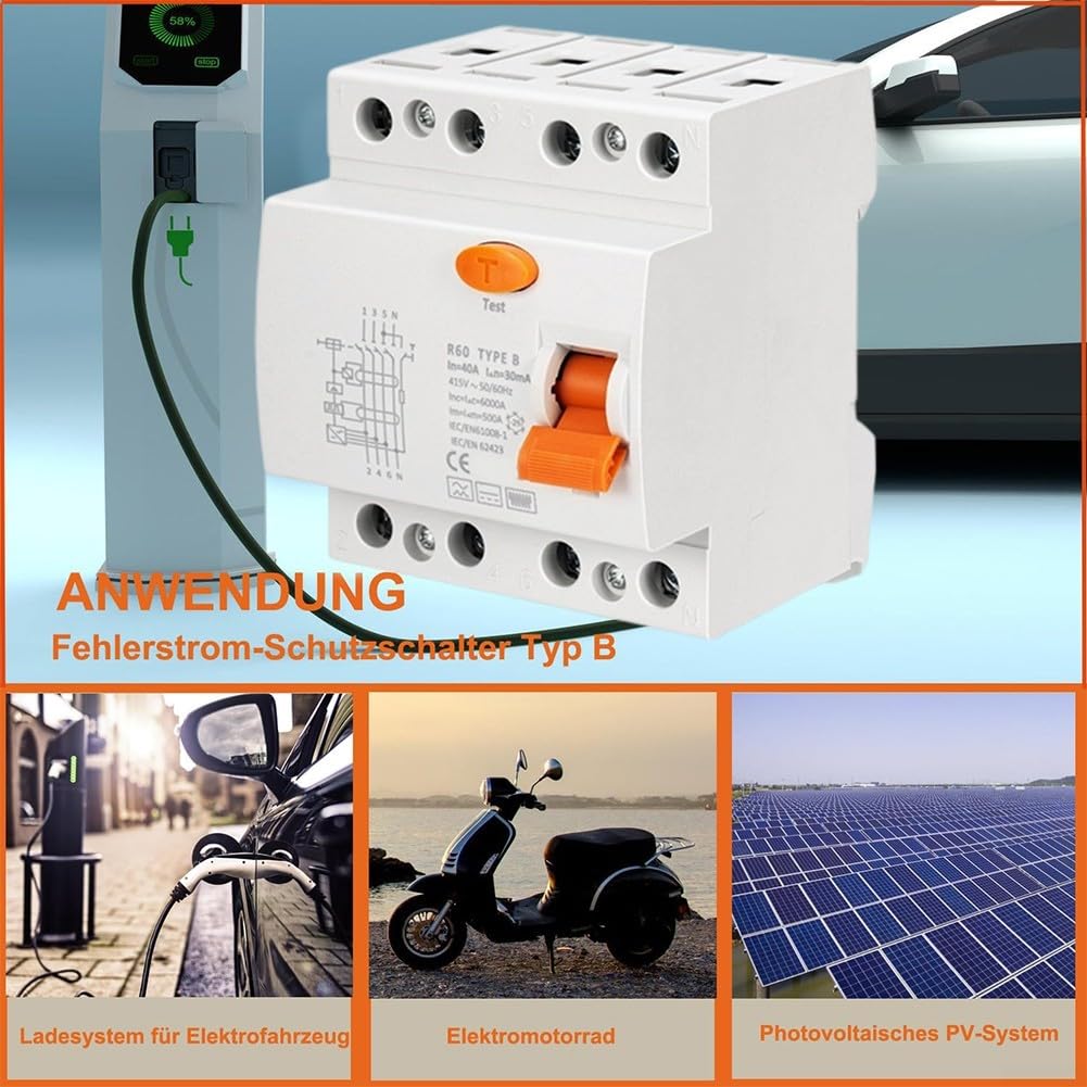 per interruttore Differenziale B 40A 30mA 4P DIN per interruttore(4P-40A-30mA)