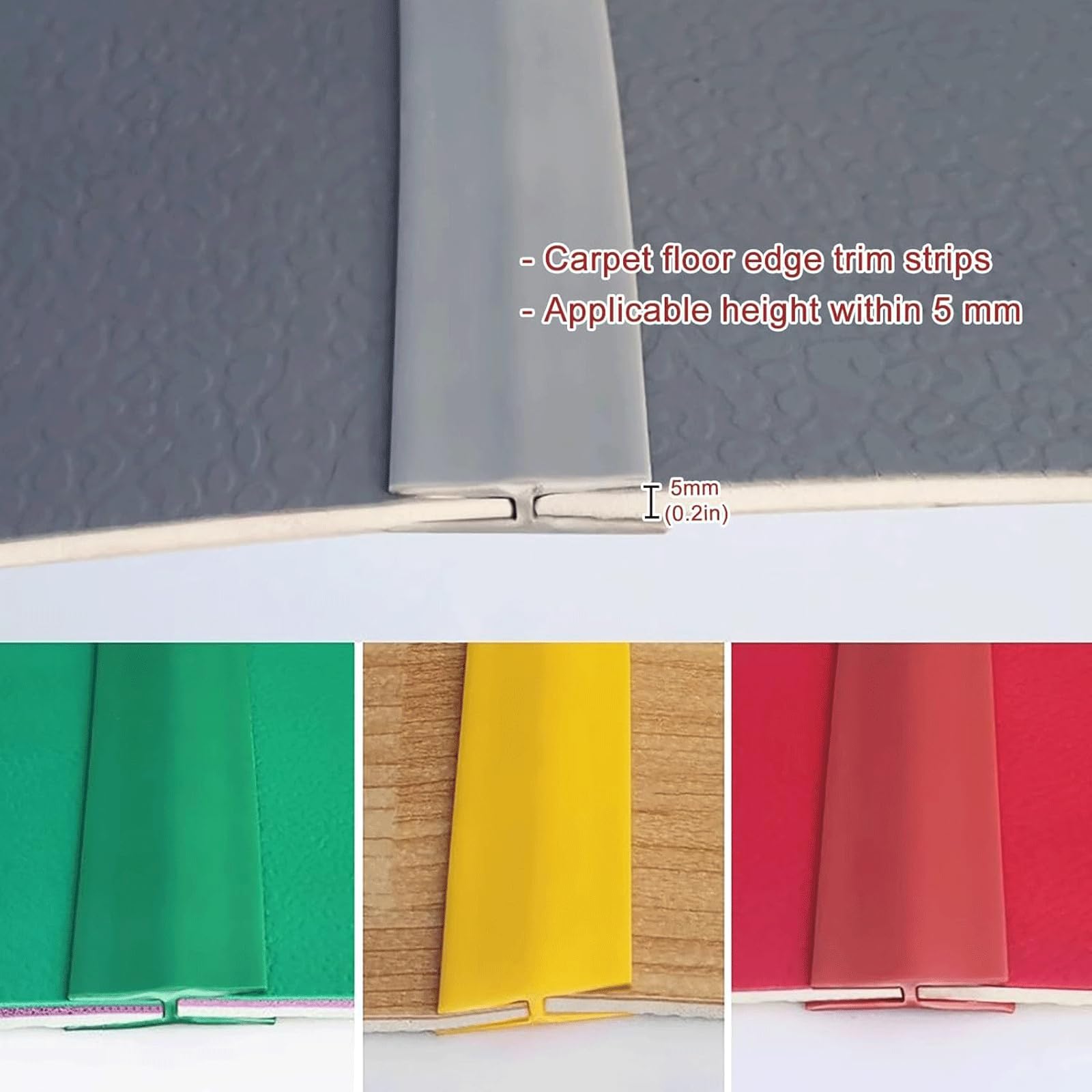 Teppich-Übergangsstreifen, Kantenleiste, 1 m – 10 m Lange PVC-Fugenverbindungsleiste für Feste Teppichleisten und -Kanten, für Zuhause, Schule, Hotel, Büro