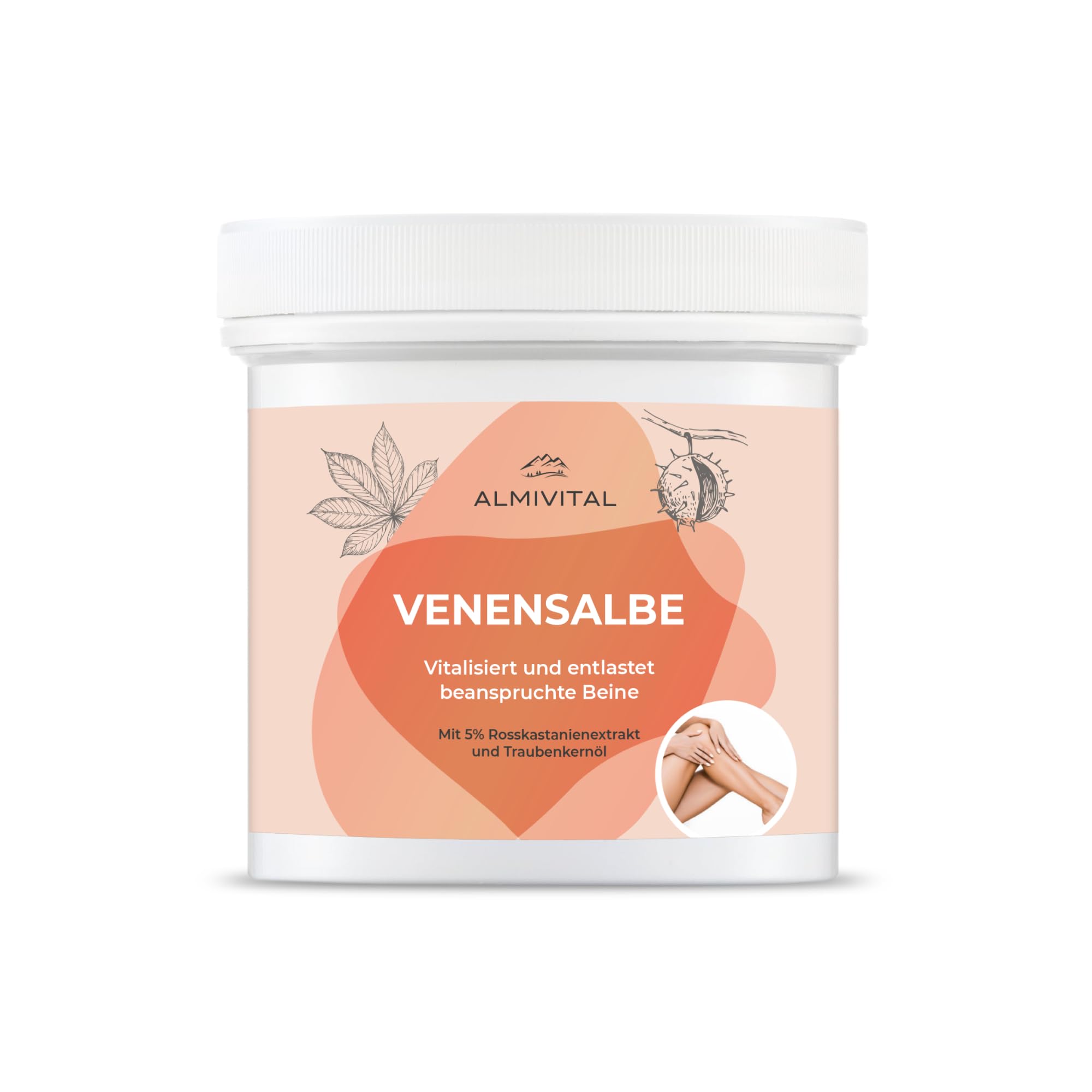 ALMIVITAL Venensalbe – Rosskastanie & Traubenkernöl, leichte, entspannte Beine den ganzen Tag (250 ml)