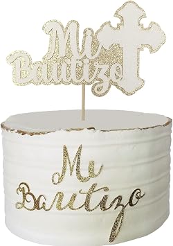 Mi Bautizo Cake Topper, Mi Bautizo Decoration | No Assembly Required, Glitter Card Stock, Mi Bautizo Decoration