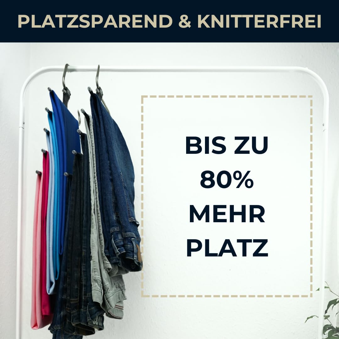 Kleiderbügel platzsparend 2X mehrfach Hosenbügel mit Rutschschutz - 5in1 Hosenaufhängung - Kleiderschrank Organizer (Schwarz)