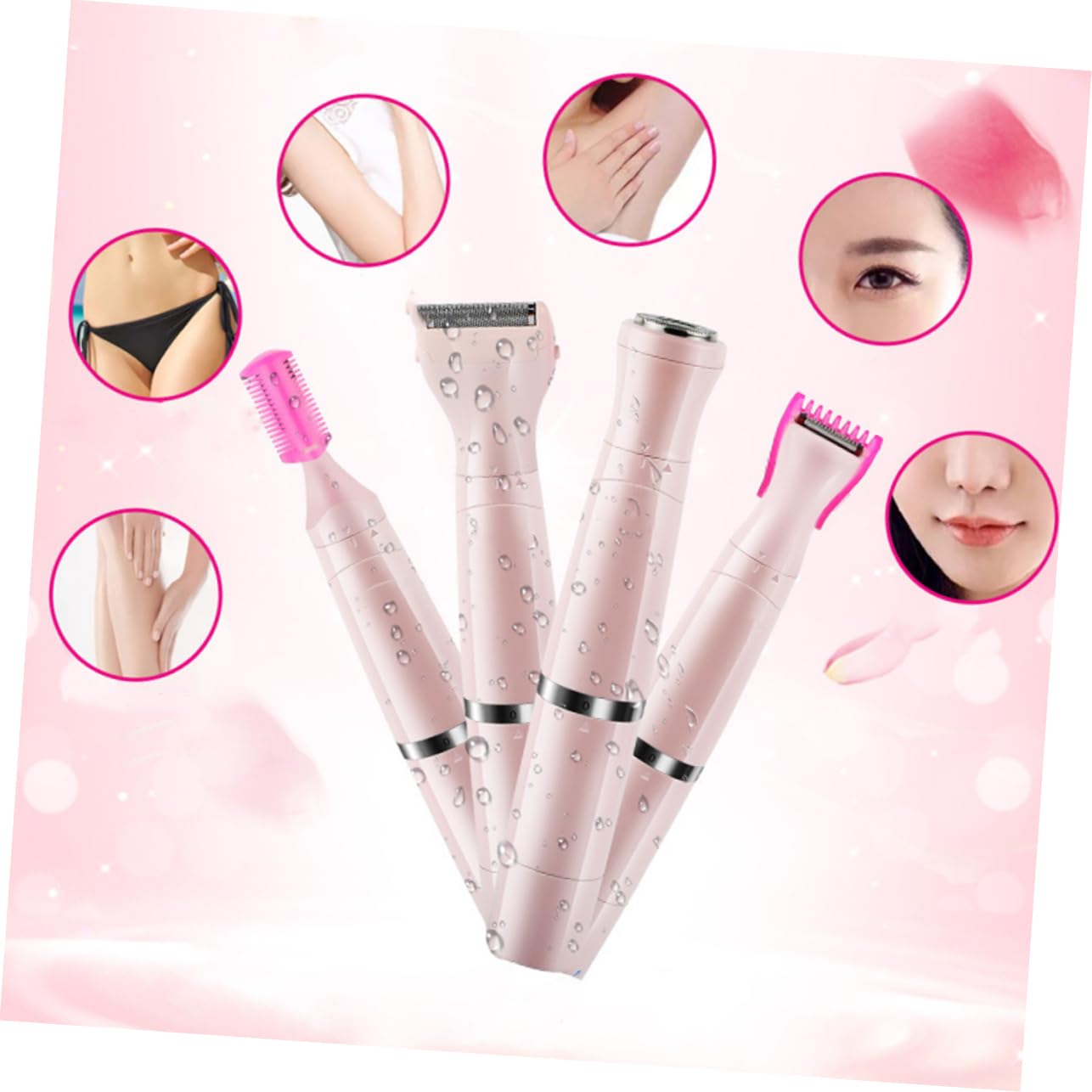 Healeved Electric Epilator Kit 4 Attachments Face Chin Upper Lip Men's Shaver No Pain Rechargeable