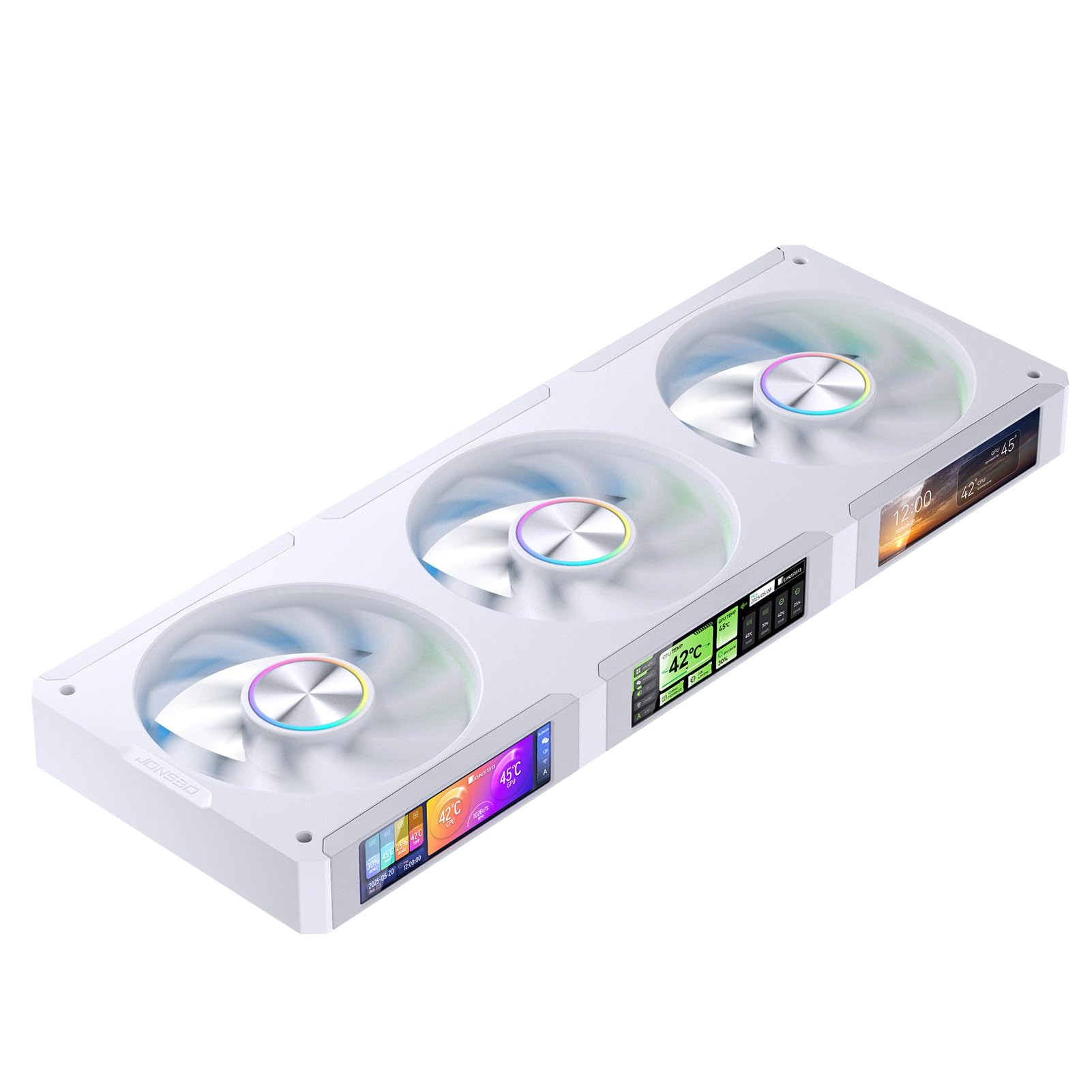 JONSBO ZC-360W 3.38 "x3 schermo PC ventilatore,3 magnetico 3.38 LCD Screen Control Software,Integrato Link Fan,Personalizza modelli di visualizzazione,Dati, Video Caricamento e Riproduzione,Schermo