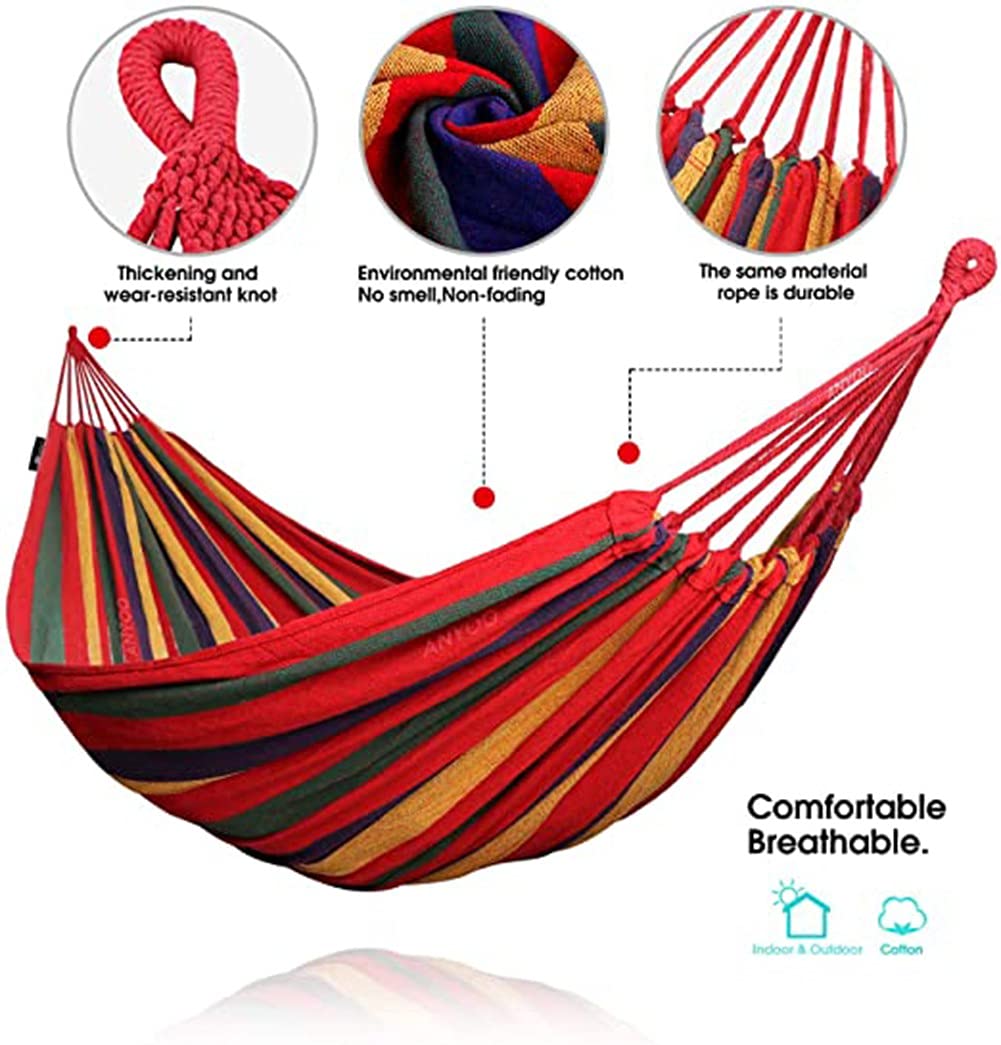 Hamac portable, hamac de camping 190 x 80 cm, hamac en toile épaisse avec sac de voyage compact, parfait for l'intérieur/extérieur, la terrasse, la cour, les voyages, la plage, l'arrière-cour, etc. Ca
