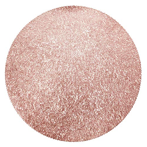 Flash Deals - 40% OFF " OCCASIONS" 10 Pieces Pack Pressed Vinyl Metallic Placemats/Wedding Accent Centerpiece Placemat (Glam Rose Gold)