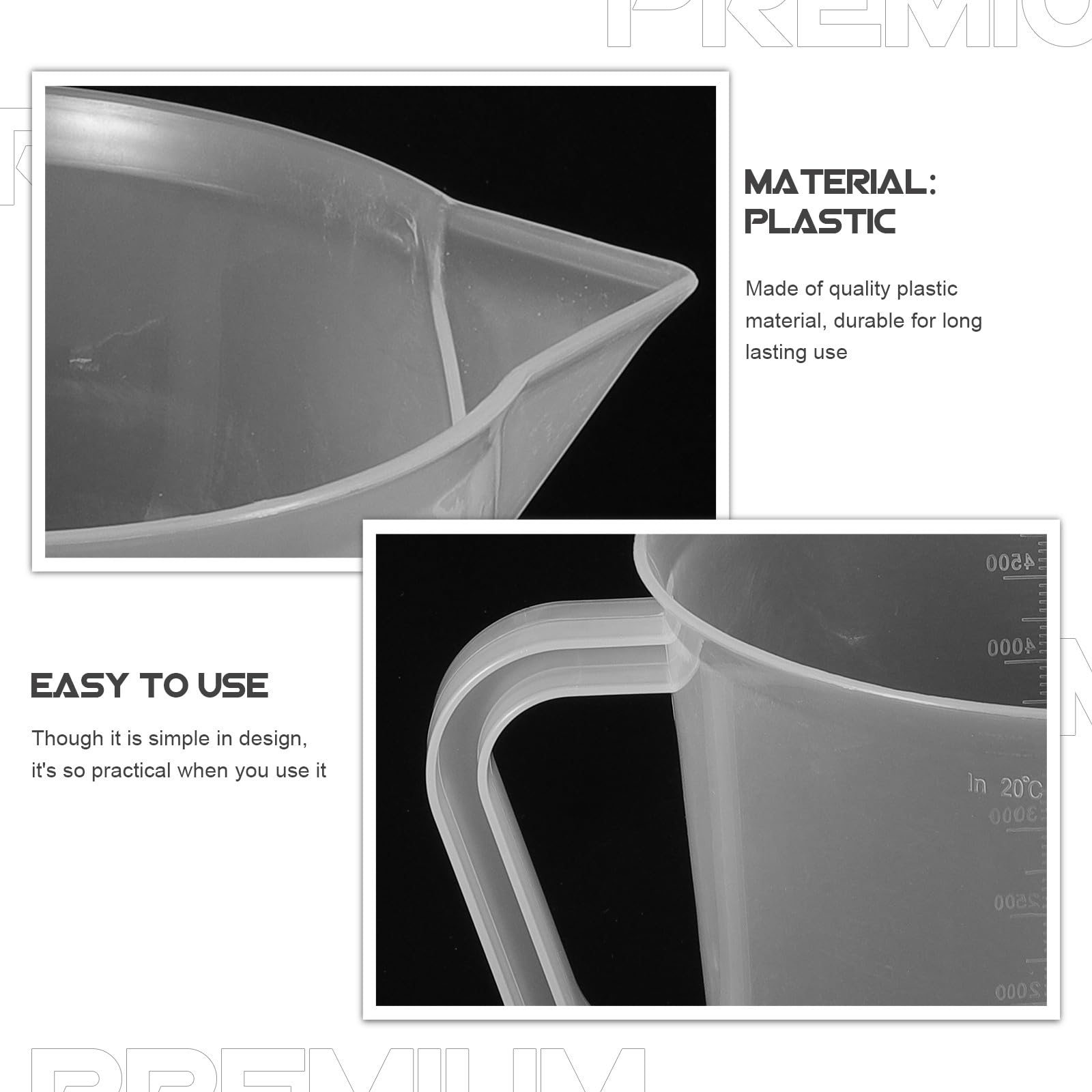 Healeved Misurino da Cucina 5000ml in Plastica Resistente al Calore Scala Doppia Faccia, Brocca Graduata Pratica per Utensili da Cucina e Cottura, Facile da Pulire e Conservare