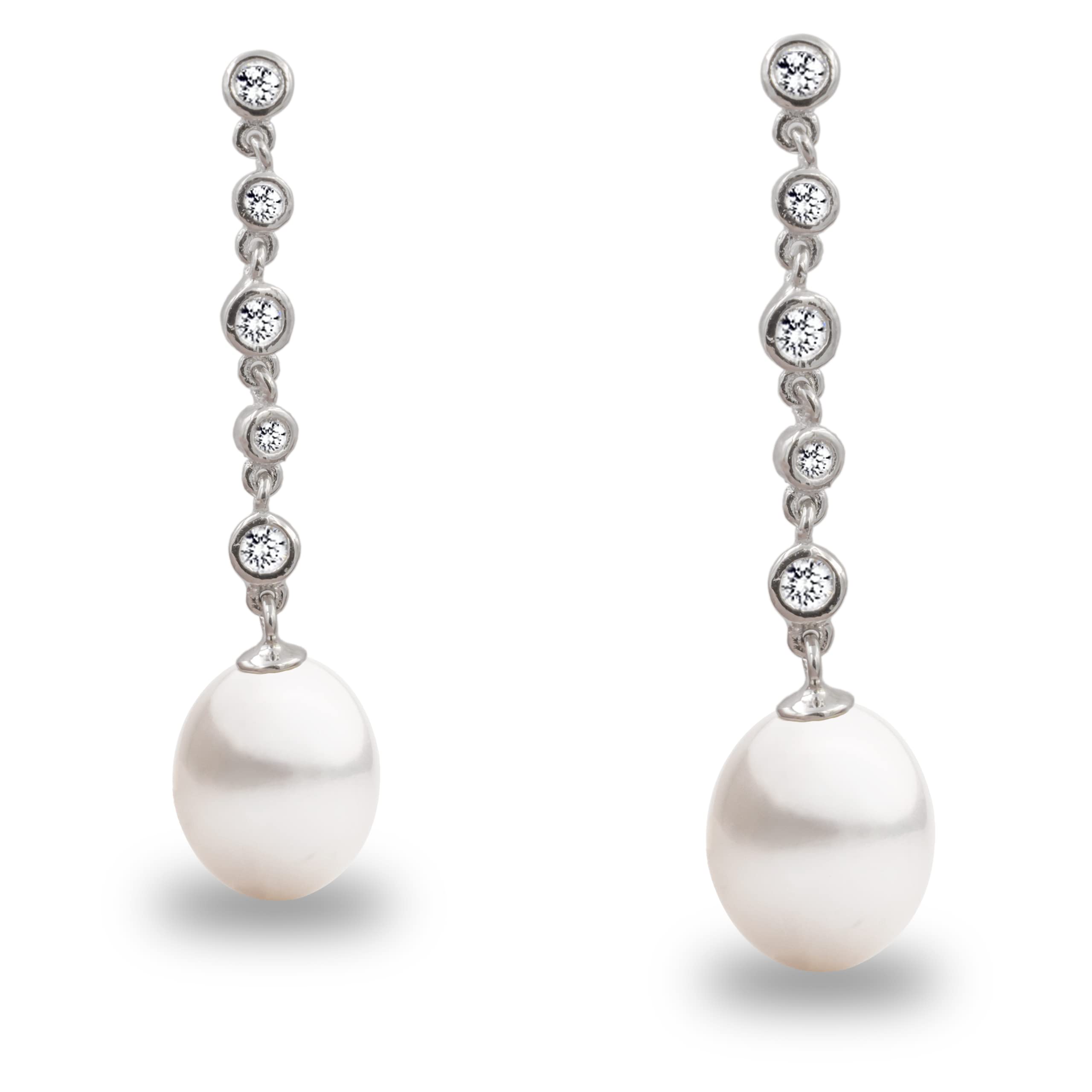 Damen Perlen-Ohrringe Süßwasser Zuchtperlen Mit Zirkonia Weiß TropfenperleSECRET & YOU - Perlenohrringe Sterling Silber 925