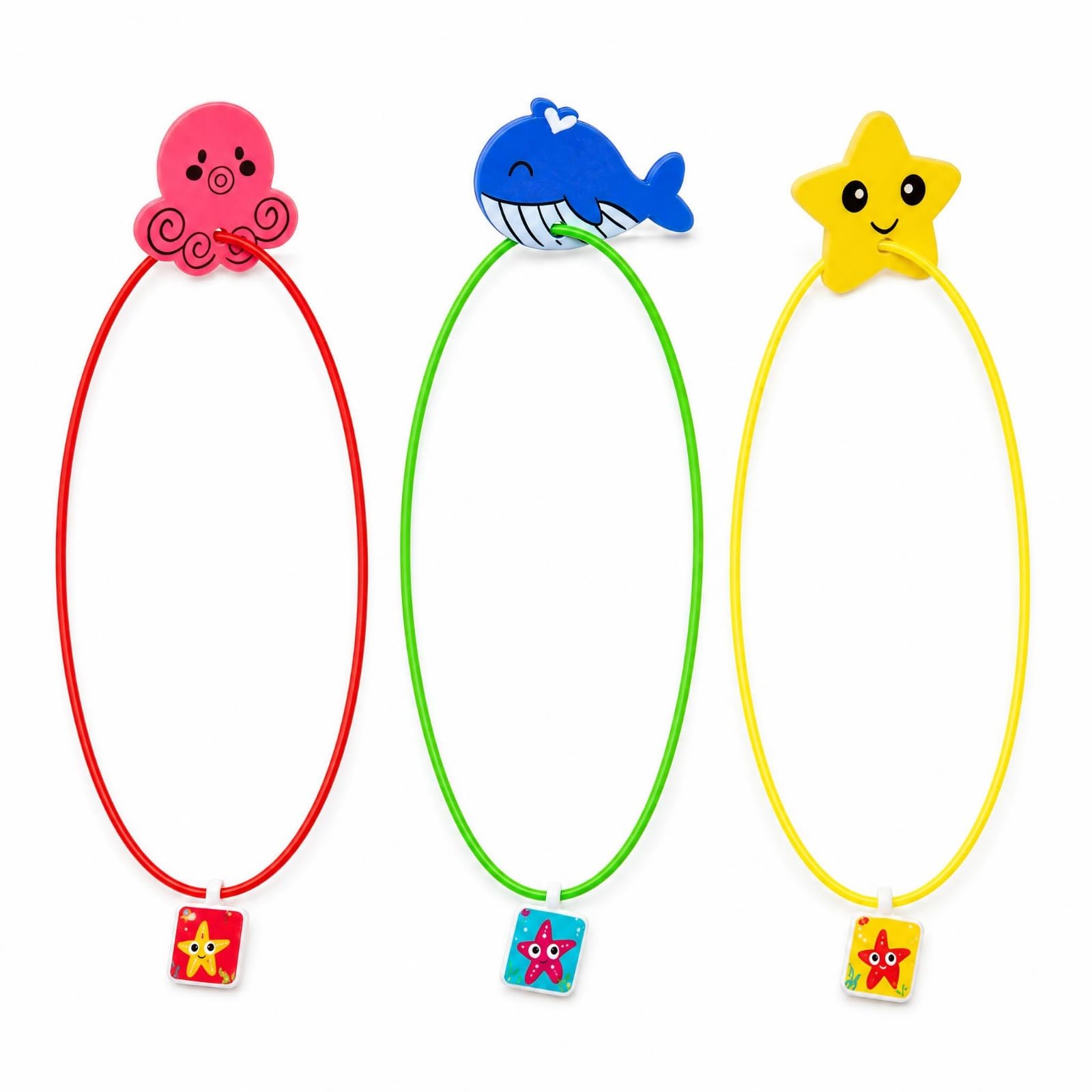Milageto 3 Pieces Weighted Diving Hoop Reusable Bright Colors Seasonal Fun Item Pool Diving Hoop