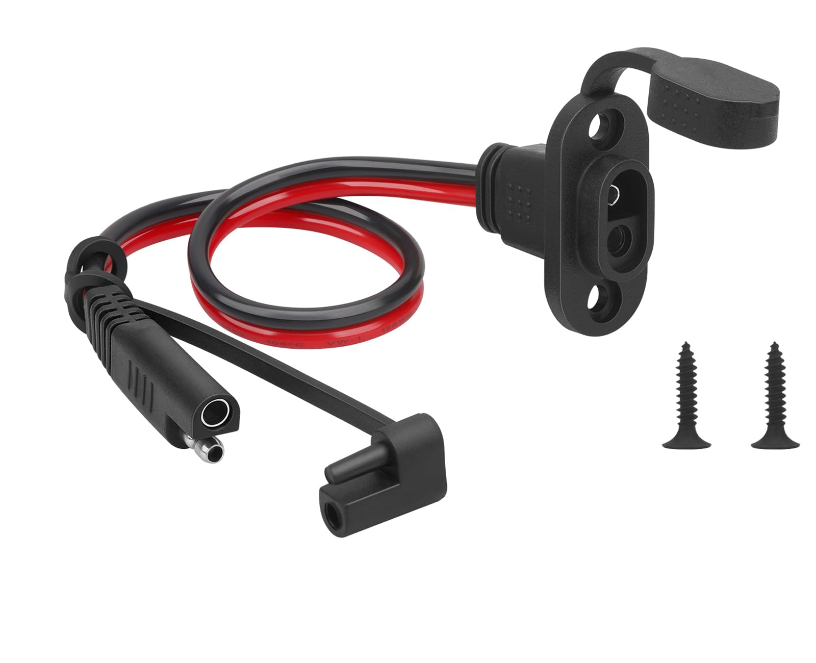 SAE Power Socket Sidewall Port 12awg Heavy Duty Cable Support 30A Large Current Suitable for Solar Panel Connection Car Battery More Equipment Power Connection 1.1 FT