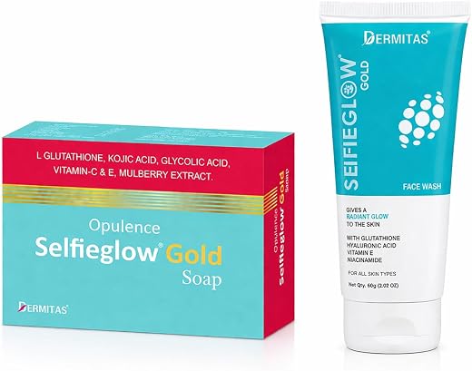 Selfieglow Gold Face Wash & Gold Soap Combo Pack | Skin Brightening, Glow Boosting Daily Skincare | For Men & Women