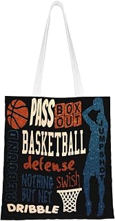 American Flag Basketball Large Capacity Canvas Tote Bag Reusable Grocery Shopping Handbag for Women Men