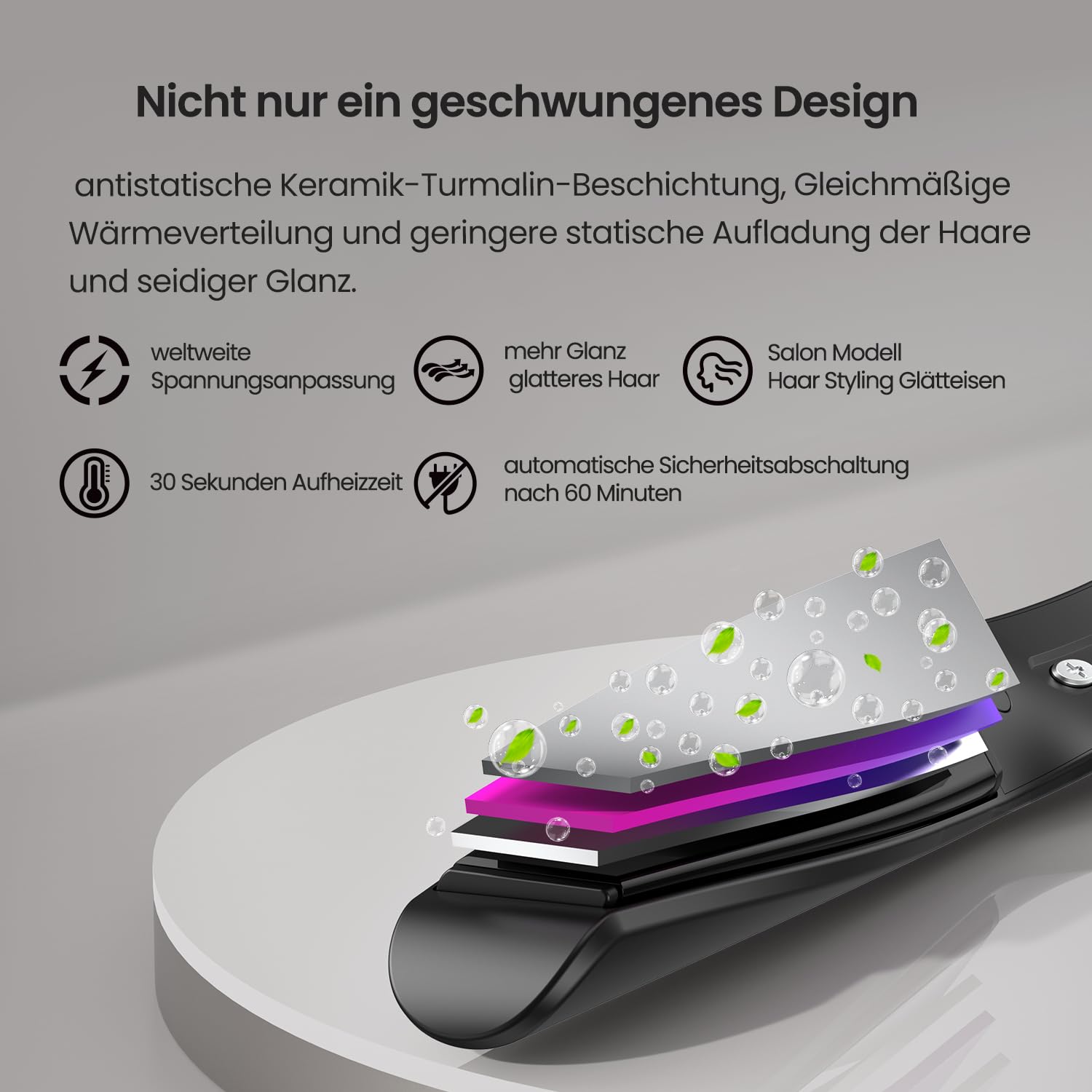 Glätteisen Locken und Glätten 2 in 1: Haarglätter Geschwungene Stylingplatten zum Glätten Locken Wellen Keramikbeschichtung Ionen Technologie weniger Frizz mehr Glanz 120-230°C fur alle Haartypen