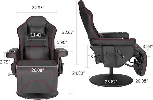 Miniatura 3 de Modern-Depo Silla reclinable para videojuegos, silla reclinable ergonómica de respaldo alto con portavasos, reposacabezas, soporte lumbar, respaldo