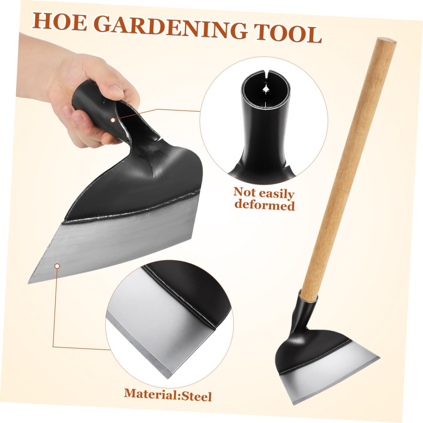 Kisangel Azada Hacer Acero Deshierbar Resistente de Jardín en Herramienta Zanjas Manual sin Mango Mejorar la Eficiencia y Cultivos y Jardinería