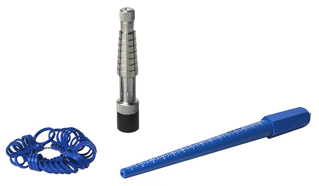 Ring Measuring and Stretching Kit w/Plastic Ring Finger Measuring Gauge Stick and Rathburn Ring Stretcher Jewelry Making Metal Forming Tool