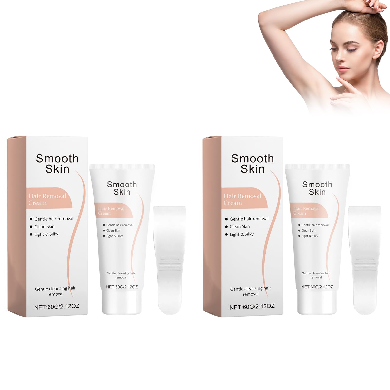 2 Piezas Crema Depilatoria Mujer, Hair Removal Cream para Zonas Privadas, Púbico, Bikini, Cuerpo, Piernas y Axilas, Para una Depilación Rápida y Eficaz y una Piel Suave Como la Seda
