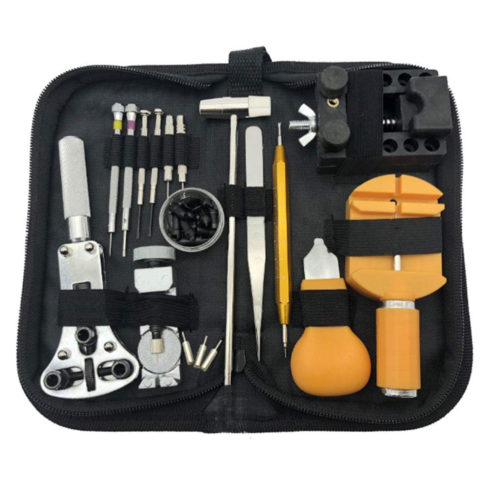 Kit de herramientas de reparación de relojes, juego de herramientas de enlace de correa de reloj, kit de herramientas de reparación de relojes, herramienta de barra de resorte con estuche de transpo