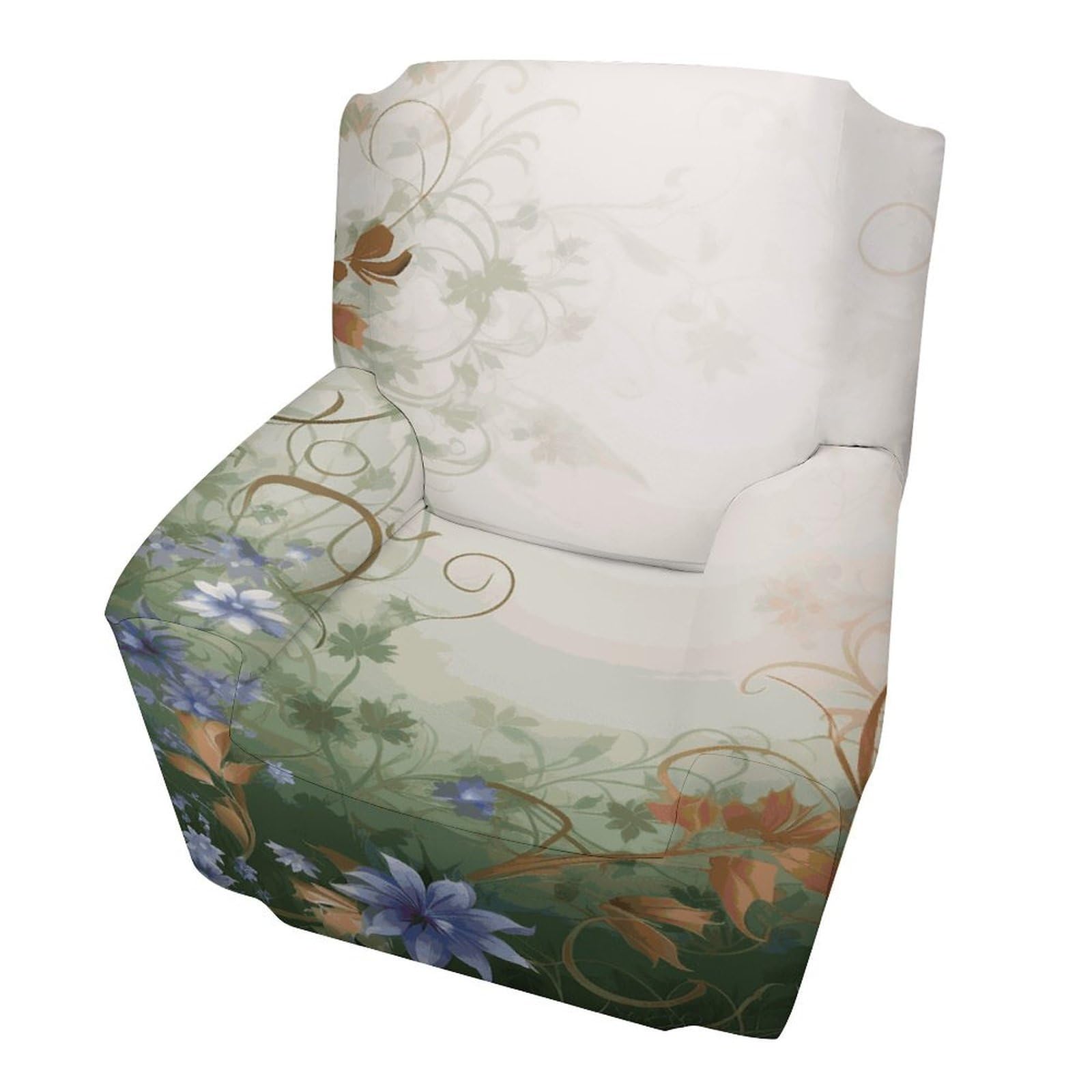 Fodpand Style Floral Swirls Ivy Sofa Cover Soft 1 Seater Sofa Slipcover For Pets Washable,Couch Cover With Elastic Straps Furniture Protector