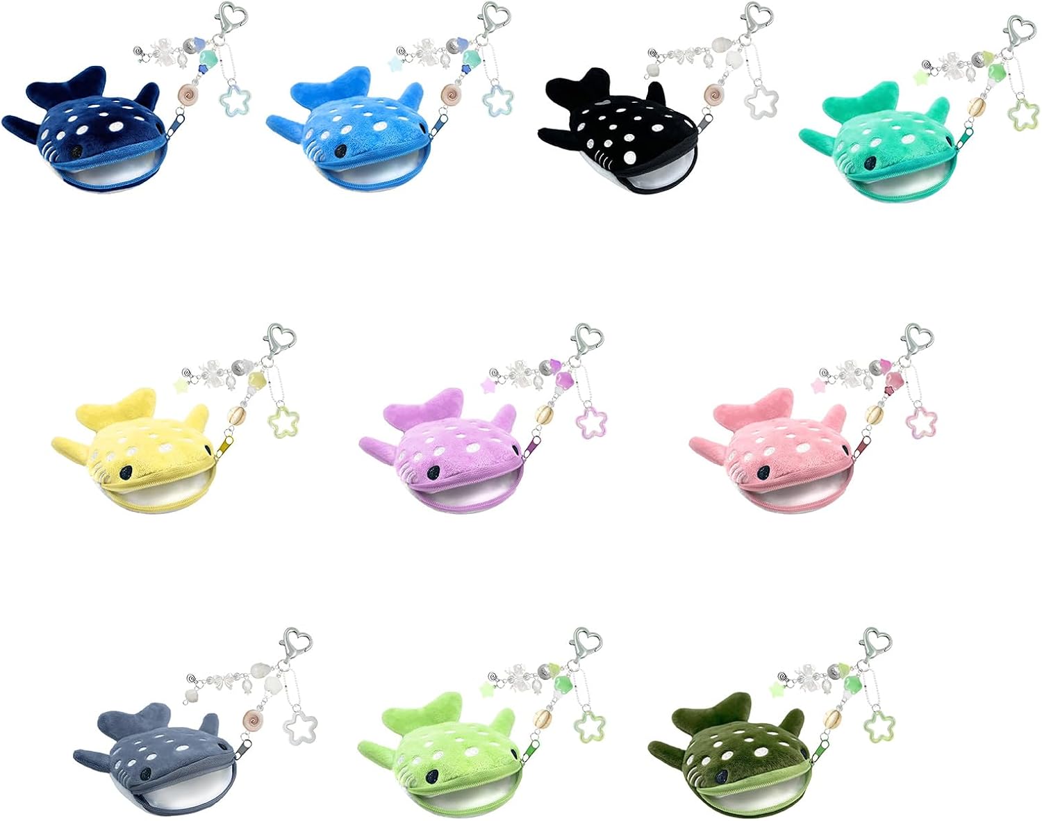 Adorable Whale Designs Childrens Zippered Pouches Whale Styles Miniature Bag for Boy and Girls Backpack Accessory ' s Plush Wallet