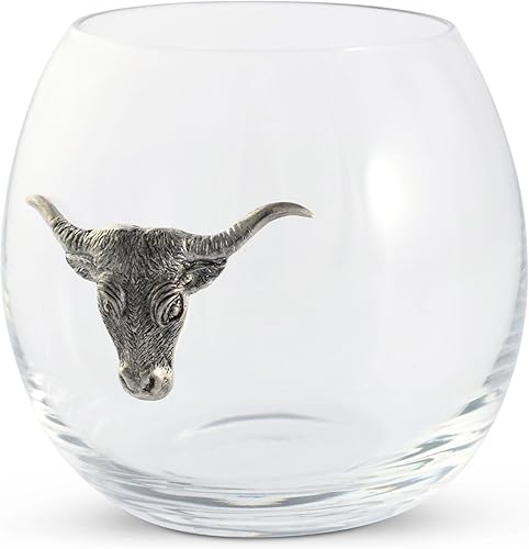 Miniatura 4 de Vagabond House Longhorn - Copa de vino sin tallo, cristal soplado a mano, estilo occidental, ideal para vino tinto o blanco, 12 onzas, 3.25 pulgadas