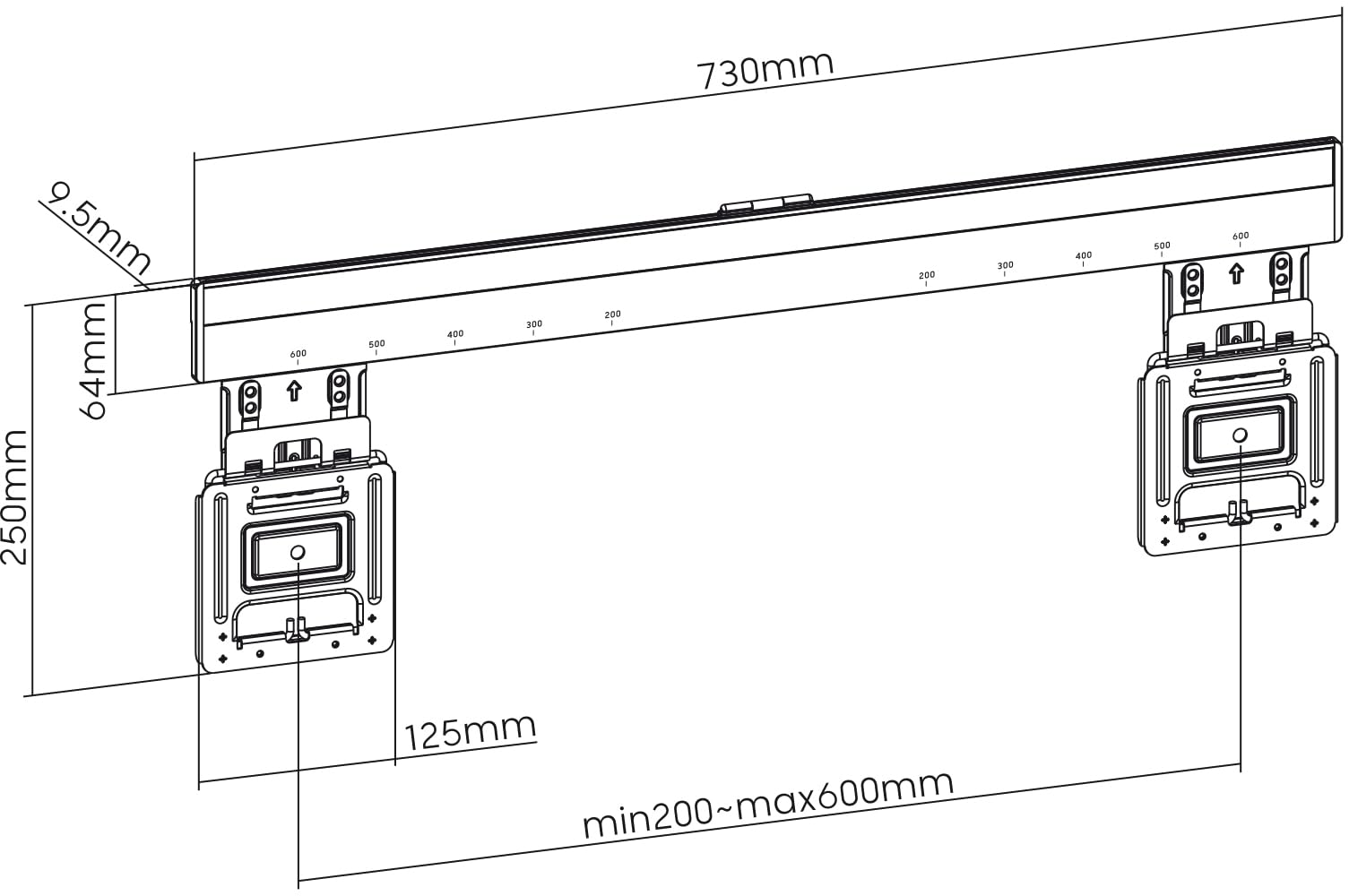 My Wall HE7-1L TV wall mount Livella a bolla d'aria integrata 94,0 cm (37") - 203,2 cm (80"), Rigido