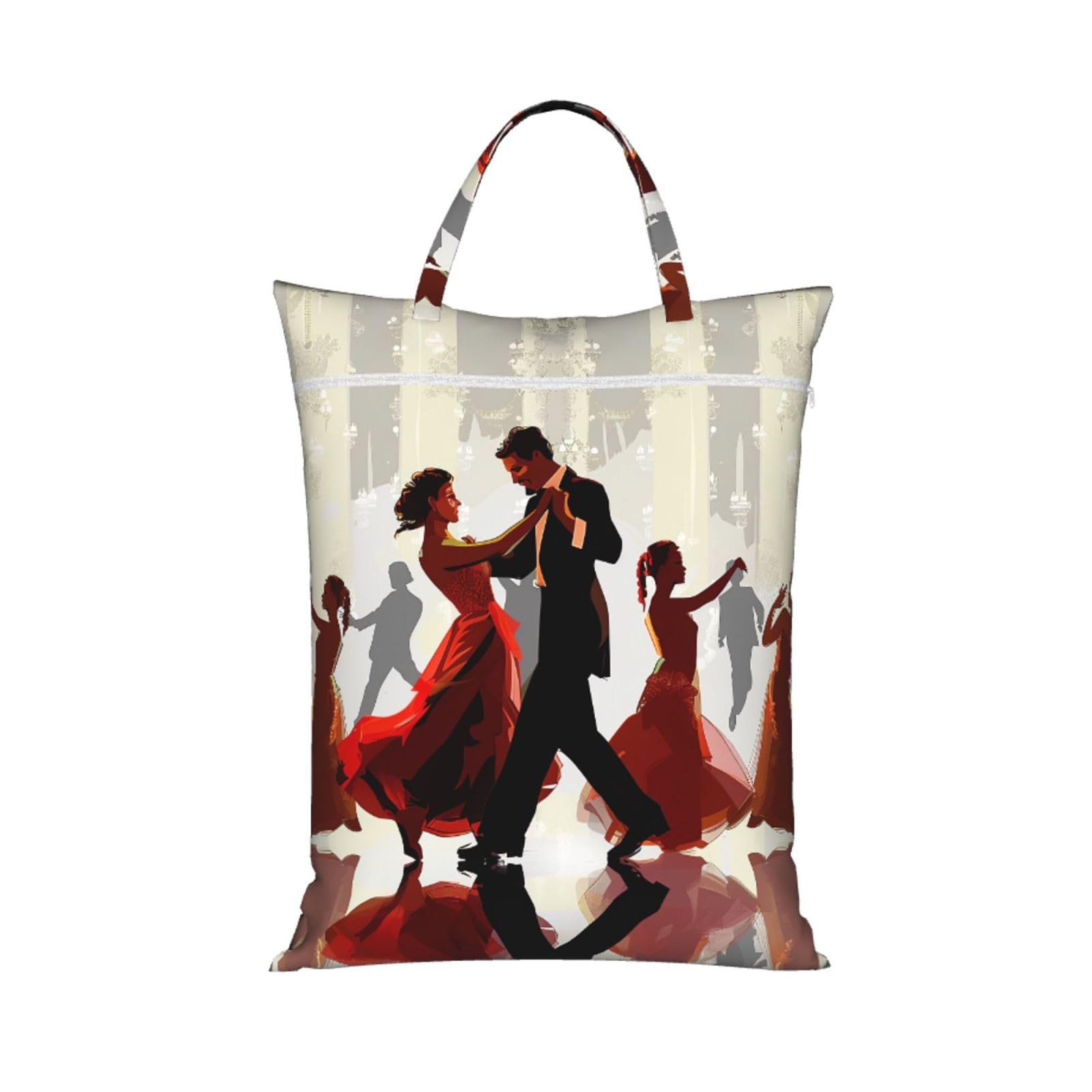 Large Travel Laundry Bags,Ballroom Dance Print with Handle Foldable Laundry Bag for Holidays Gym Swimming and Family Trips, 1Pcs