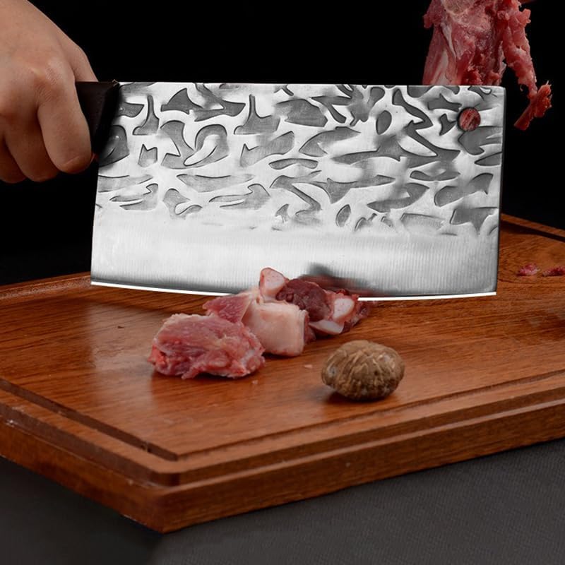 Meat Cleaver,Cleaver Knife 7.6 Inch Forged Butcher Cleaver Utility Kitchen Chef's Knife High Hardness Sharp Stainless Steel Meat Vegetables Fruit Slicing Knife, LAMAJIGA5844