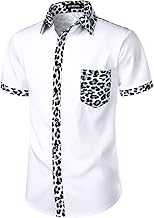 LucMatton Chemise boutonnée à manches courtes pour homme Motif léopard